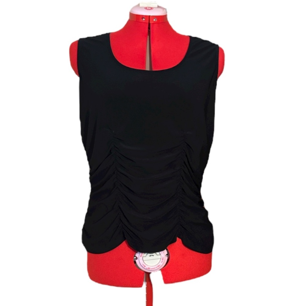 2/$30 Joseph Ribkoff Black Ruched Sleeveless Blouse Size 20